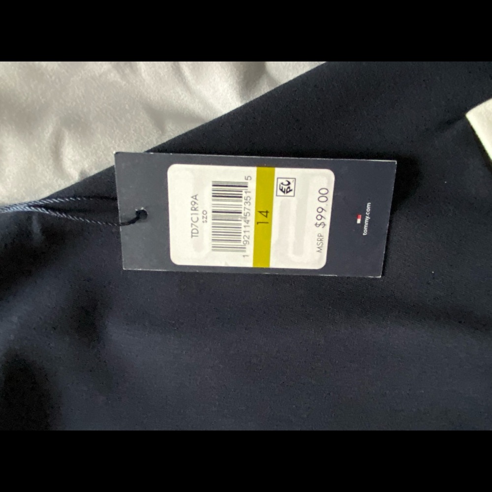 NWT, Tommy dress, navy blue and white. Size 14